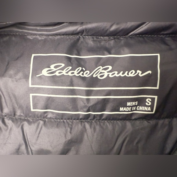 Eddie Bauer EB650 Mens Hooded Down Puffer Jacket Size S Green Zip Front Pockets - Picture 8 of 14